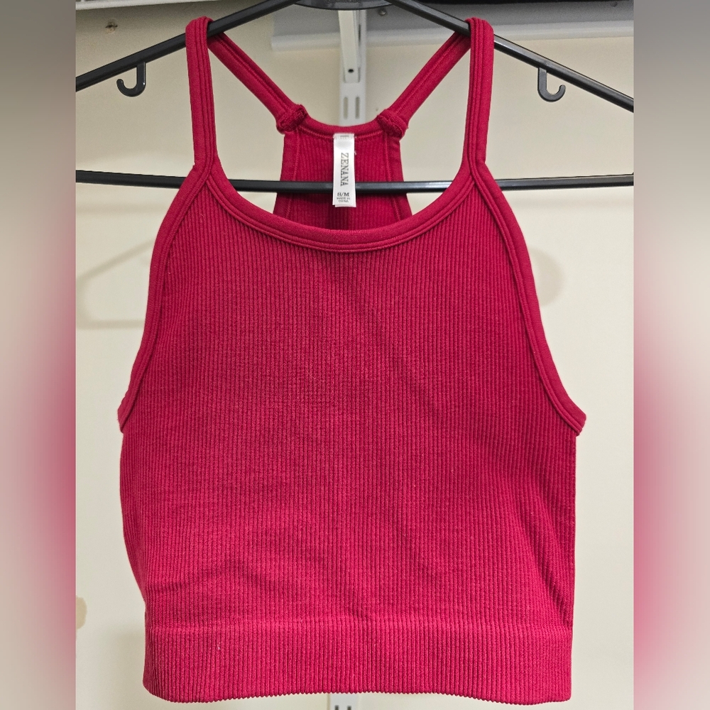 3 High Neck Ribbed Crop Tank Top